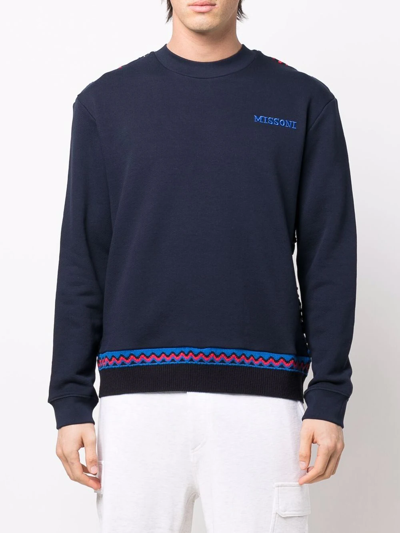 Missoni Crew Neck Sweatshirt In Blue