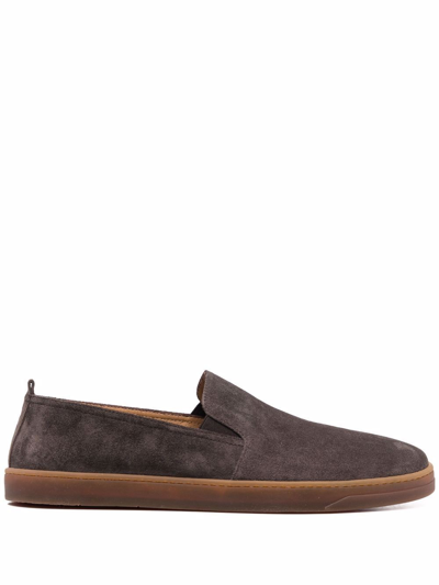 Shop Henderson Baracco Almond-toe Suede Loafers In Brown