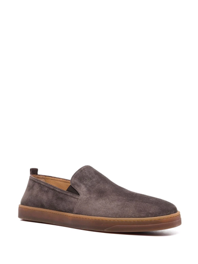 Shop Henderson Baracco Almond-toe Suede Loafers In Brown