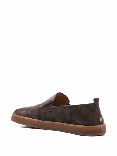 Shop Henderson Baracco Almond-toe Suede Loafers In Brown