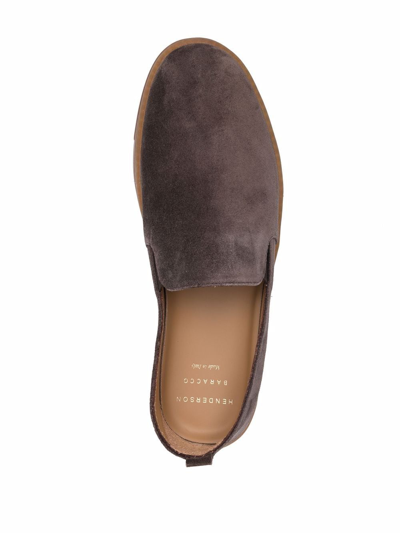 Shop Henderson Baracco Almond-toe Suede Loafers In Brown