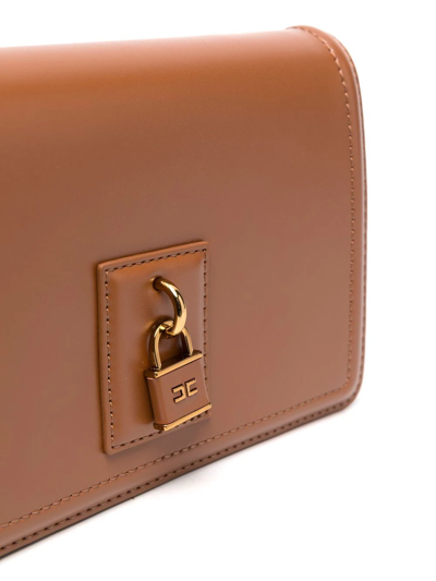 Elisabetta Franchi Locket-detail Chain-strap Crossbody Bag In Brown