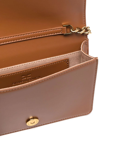 Elisabetta Franchi Locket-detail Chain-strap Crossbody Bag In Brown