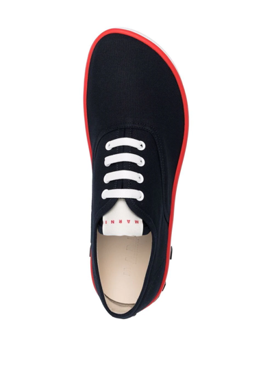 Shop Marni Logo-debossed Flatform Sneakers In Blue