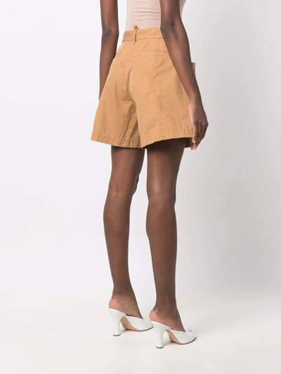 Shop Dsquared2 High-waisted Cotton Shorts In Neutrals