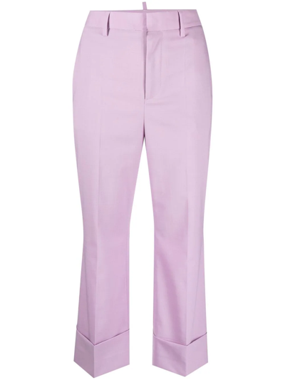 Shop Dsquared2 Cropped Tailored Trousers In Purple