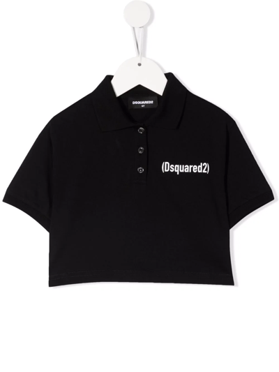 Shop Dsquared2 Logo-print Short-sleeved Polo Shirt In Black