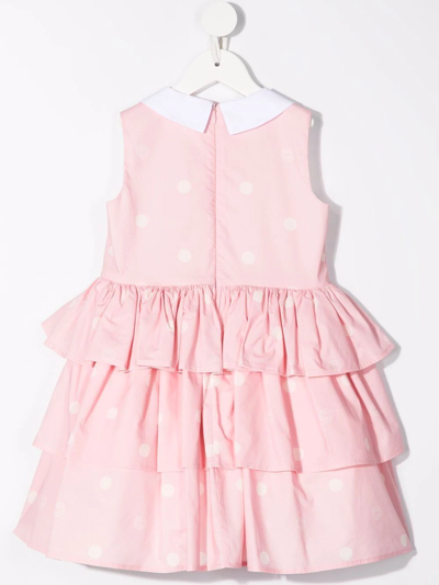 Shop Elie Saab Junior Polka Dot Flared Dress In Pink