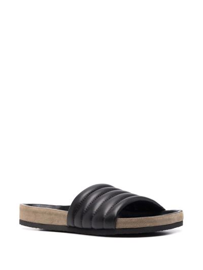 Shop Isabel Marant Helleah Quilted Band Slides In Black