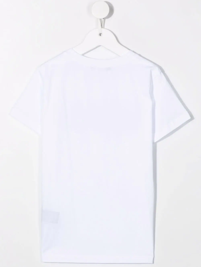 Shop Balmain Contrasting Box-print Short-sleeve T-shirt In White