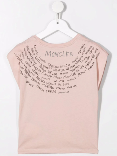 Shop Moncler Slogan-print Short-sleeve T-shirt In Pink