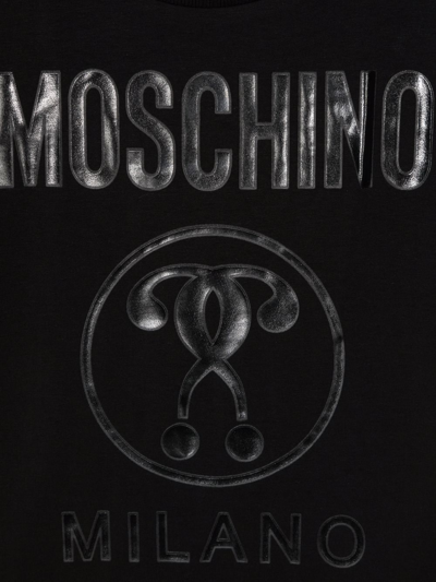 Shop Moschino Double Question Mark-embossed Short-sleeve T-shirt In Black