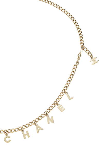 Pre-owned Chanel Gold Logo Letter Charm Chain Belt
