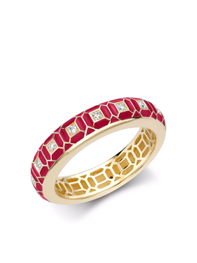 Shop Pragnell 18kt Yellow Gold Revival Regency Red Enamel And Diamond Ring