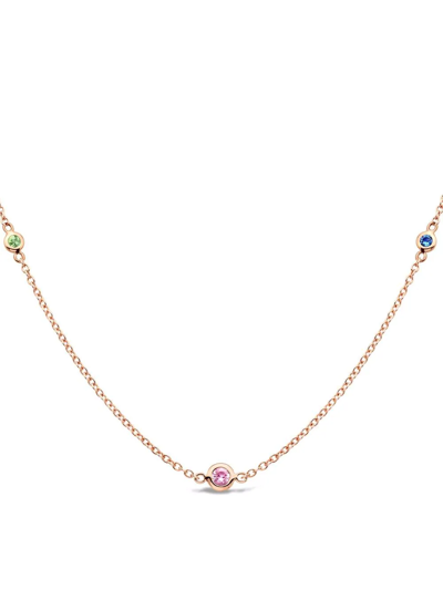 Shop Pragnell 18kt Rose Gold Sundance Rainbow Sapphire Necklace In Pink