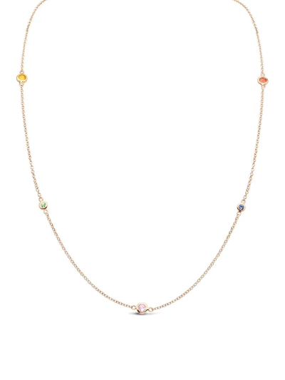 Shop Pragnell 18kt Rose Gold Sundance Rainbow Sapphire Necklace In Pink