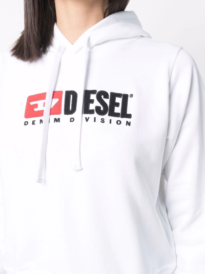 Shop Diesel Logo-print Cotton Hoodie In White