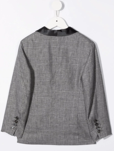 Shop Brunello Cucinelli Single-breasted Check-print Blazer In Grey