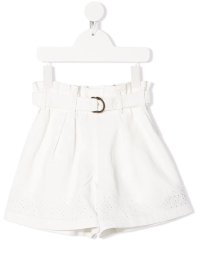 Shop Brunello Cucinelli Belted Linen Bermuda Shorts In White
