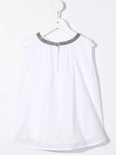 Shop Brunello Cucinelli Round Neck Tunic Top In White