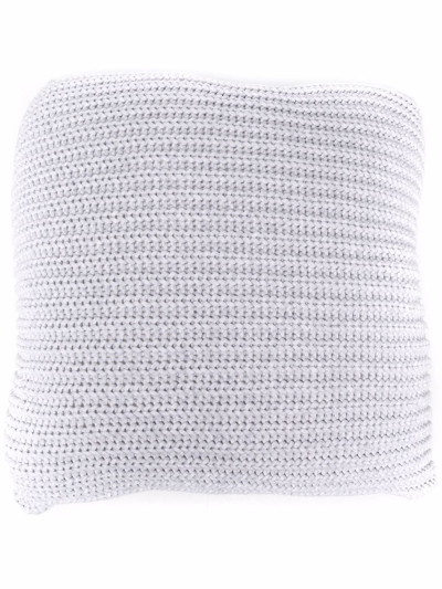 Shop Brunello Cucinelli Intarsia-knit Cotton Cushion In Grey