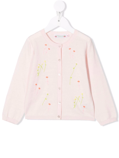 Shop Bonpoint Ayla Embroidered Cardigan In Pink