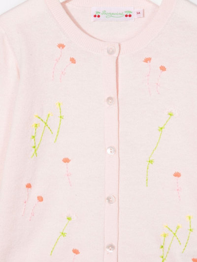 Shop Bonpoint Ayla Embroidered Cardigan In Pink