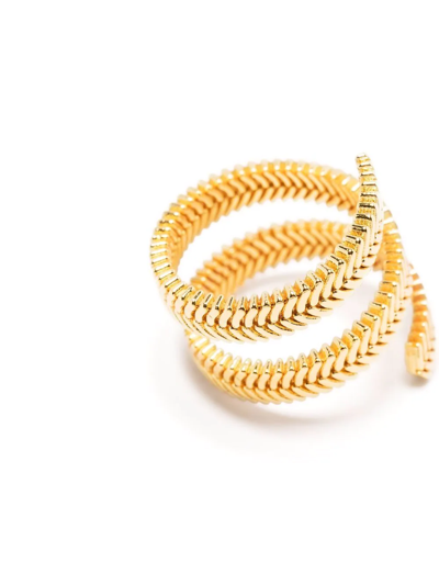 Shop Federica Tosi Lead-textured Wrap Ring In Gold