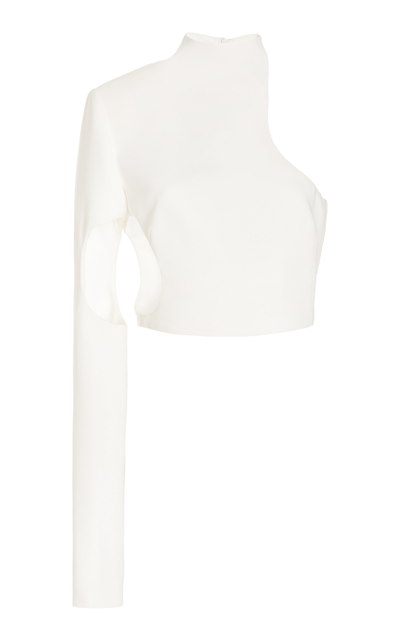 Shop Monot Women's Asymmetric Cutout Cropped Top In White