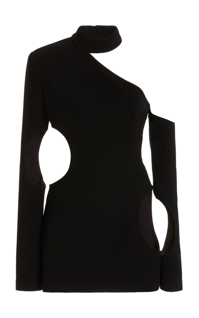 Shop Monot Asymmetric Cutout Mini Dress In Black
