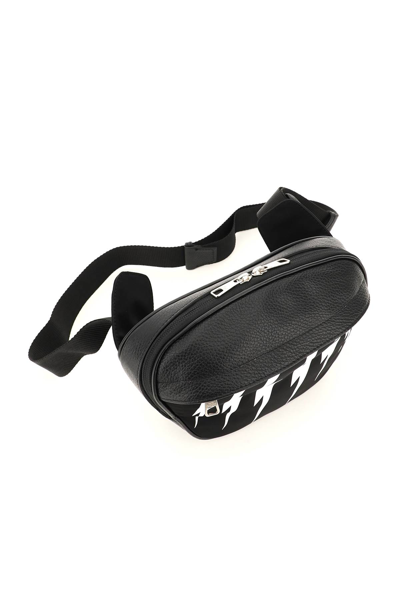 Shop Neil Barrett Nylon Thunderbolts Belt Bag In Black,white