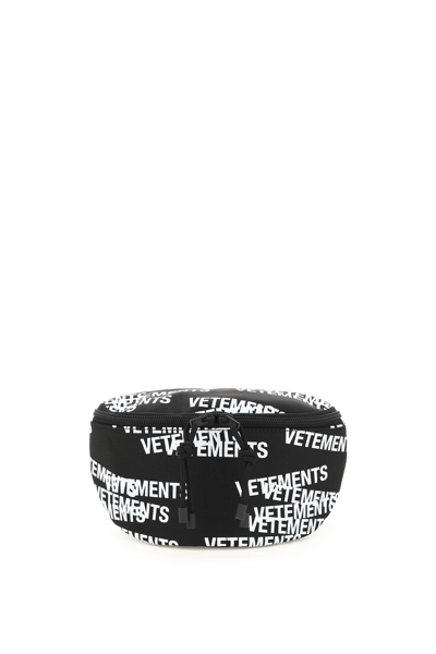 Shop Vetements Logo Print Belt Bag In Black,white