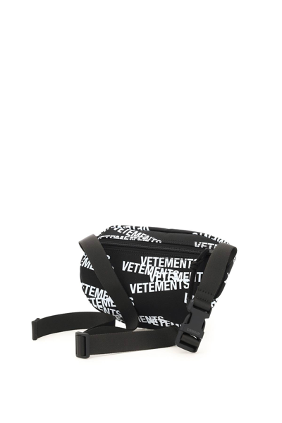 Shop Vetements Logo Print Belt Bag In Black,white