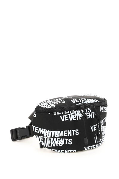 Shop Vetements Logo Print Belt Bag In Black,white