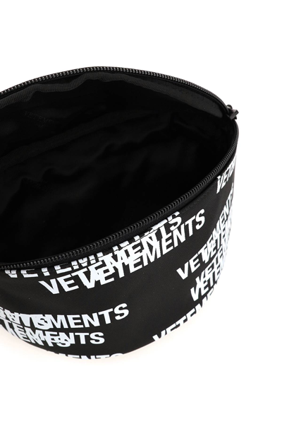 Shop Vetements Logo Print Belt Bag In Black,white