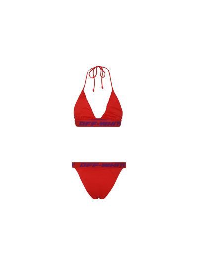 Off-white Logo Band Triangle Bikini In Red