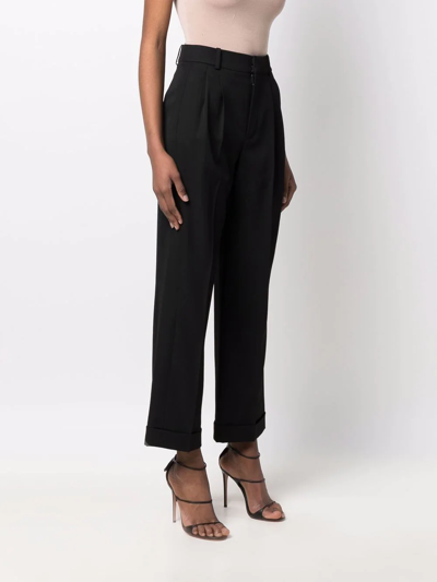Shop Saint Laurent Cropped Tailored Trousers In Schwarz