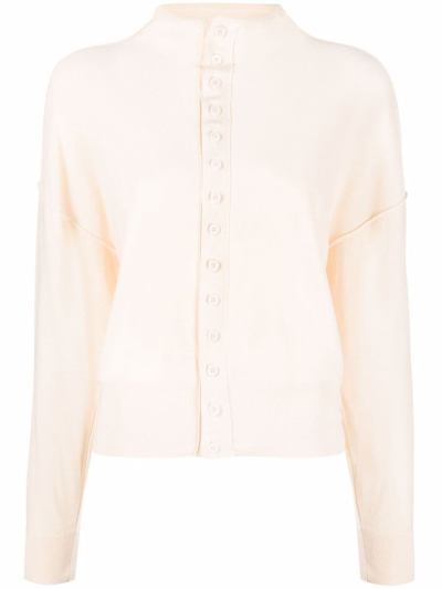 Shop Lemaire Stand-up Collar Cardigan In White