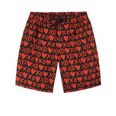 Shop Dolce & Gabbana Red Heart Print Shorts