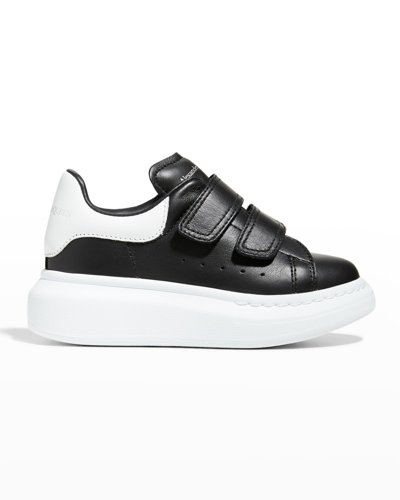 Shop Alexander Mcqueen Kid's Double Grip-strap Platform Sneakers, Toddler/kids In Blackwhite
