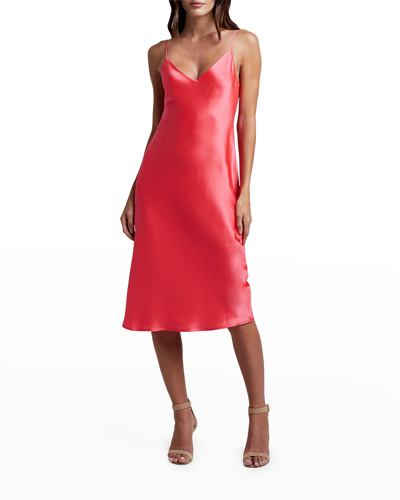 Shop L Agence Jodie V-neck Silk Slip Dress In Diva Pink