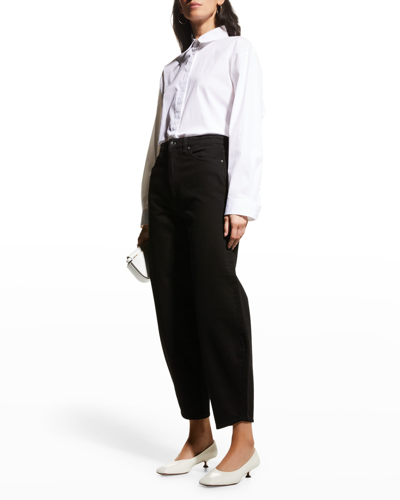 Shop Totême Barrel Leg Denim Ankle Pants In Black 204