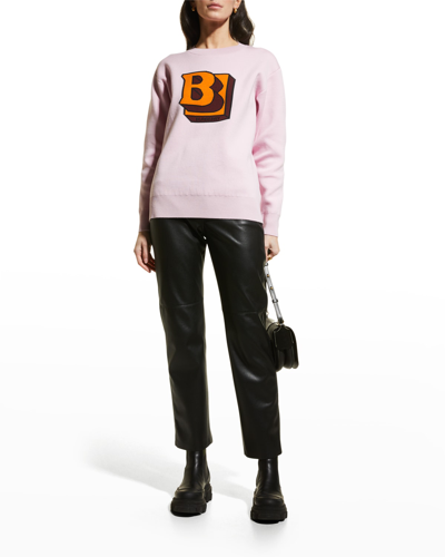 Shop Burberry Kyra Logo-intarsia Wool Jumper In Pale Candy Pink