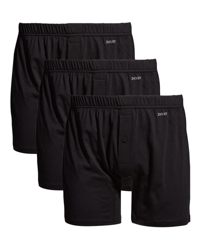 Shop 2(x)ist Men's 3-pack Pima Cotton Knit Boxers In Black