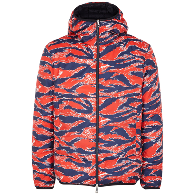 Moncler Bressay Graphic-print Shell-down Hooded Puffer Jacket In Red