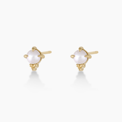 Shop Gorjana Pearl Trinity Studs Earring , Women's In 14k Gold/pearl By