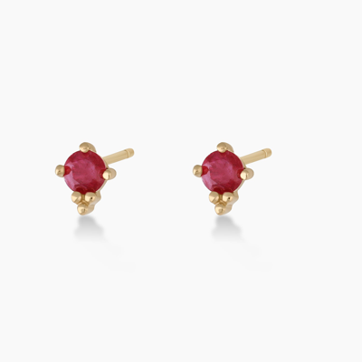 Shop Gorjana Ruby Trinity Studs Earring In 14k Gold/ruby
