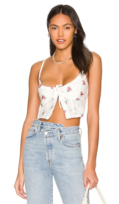 More To Come Marie Embroidered Cami Top In White