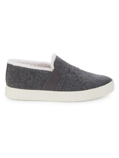 Shop Vince Women's Blair Shearling Lined & Trim Slip-on Sneakers In Heather Grey