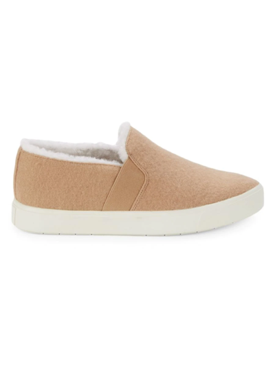 Shop Vince Women's Blair Lamb Shearling Slip-on Sneakers In Light Taupe